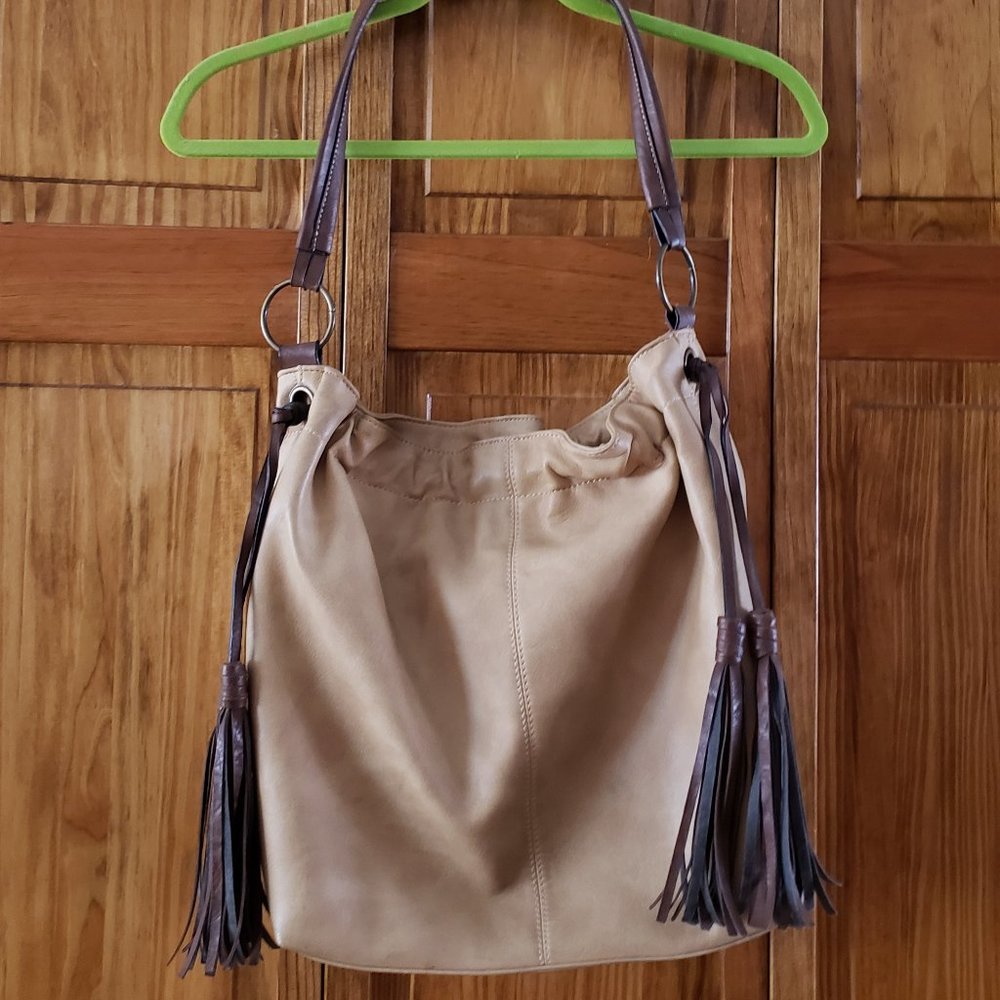 Sand brown leather tote/shoulder bag